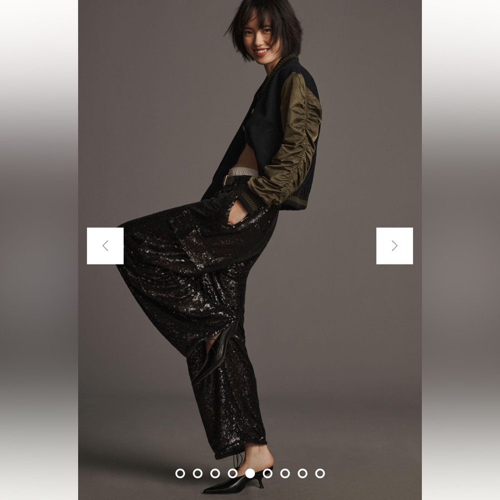Anthropologie Black Sequin Cargo Pants 00P